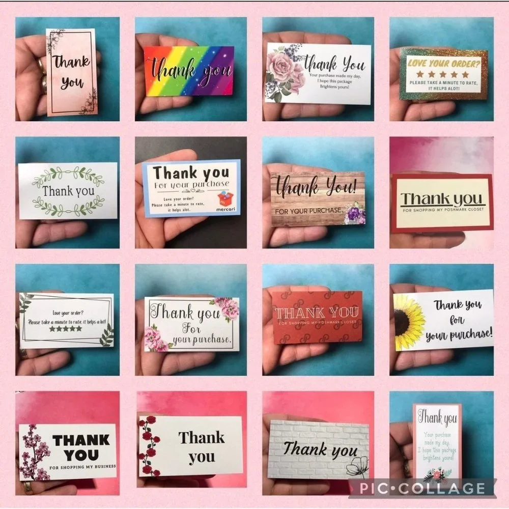30 assorted mixed thank you cards 3.5x2